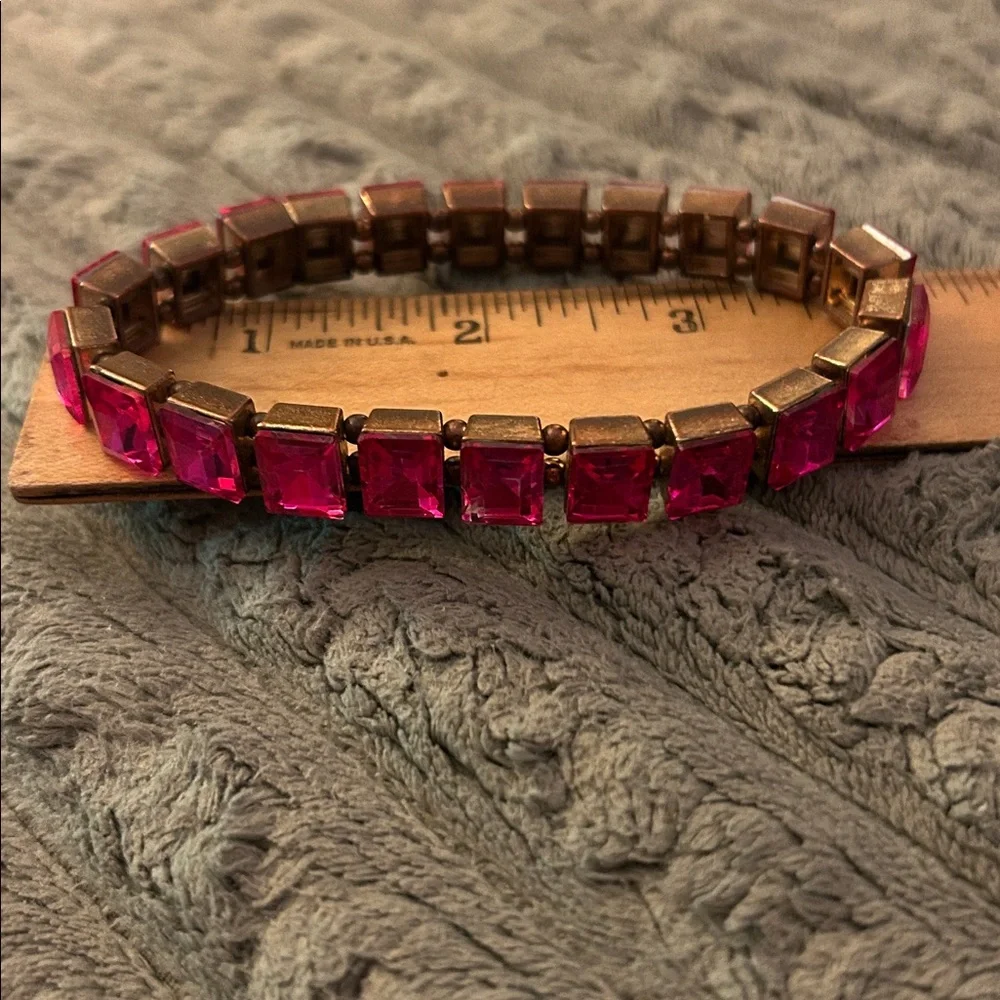 Women’s Plus Size Pink Sparkly Stones Stretch Bracelet Size Large - Picture 11 of 11